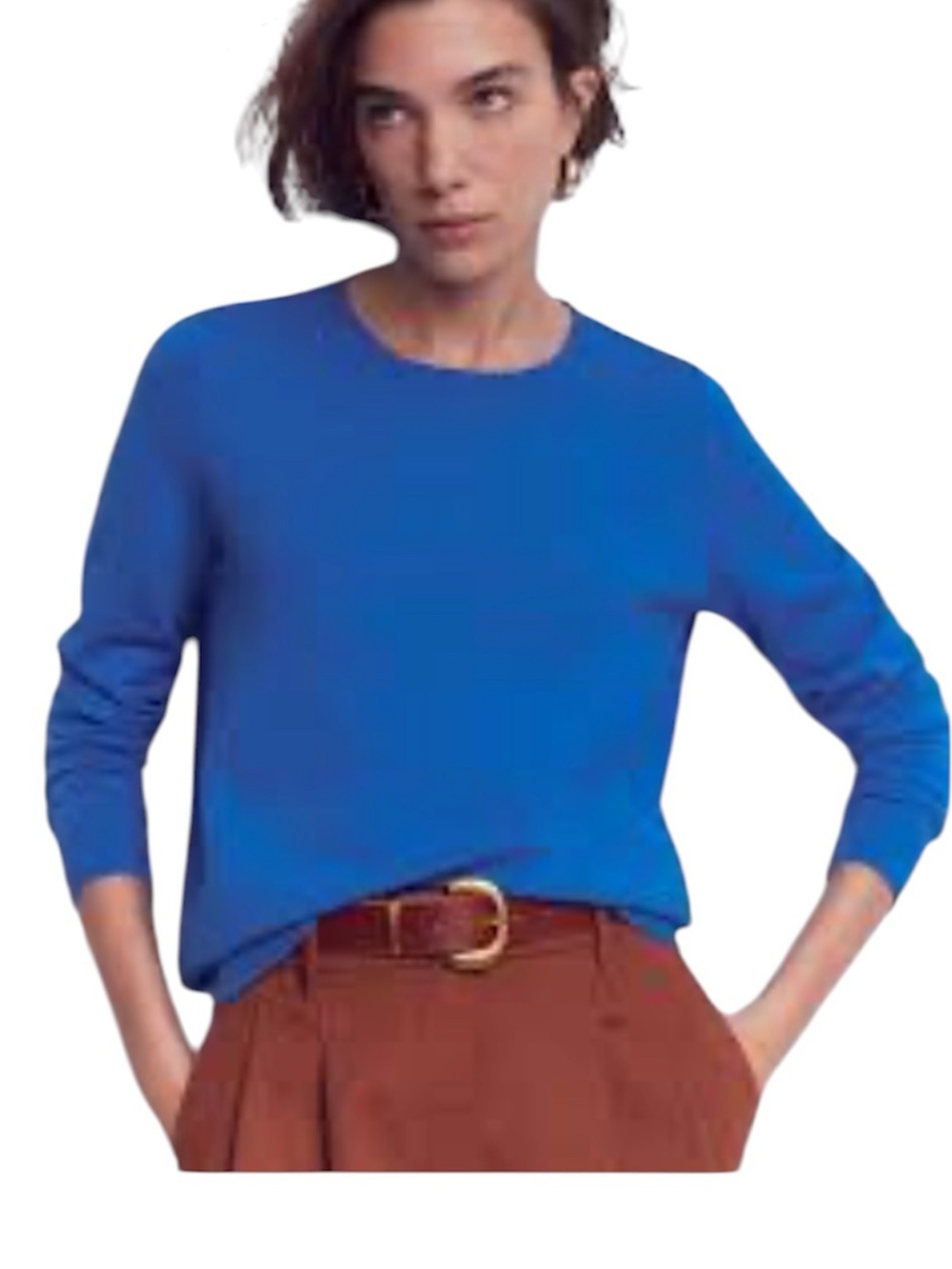 BODEN Women Size L Emilia Kingfisher Blue Cotton Blend Knit Crew Neck Sweater. - Picture 9 of 9